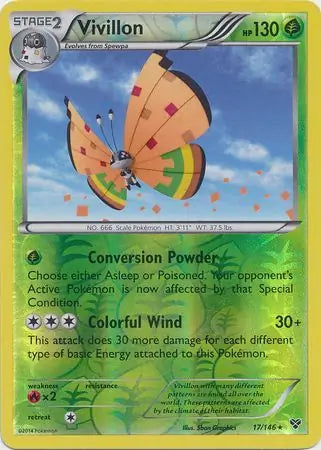 Vivillon Pink Reverse Holo 17 - XY Base Pokesingles