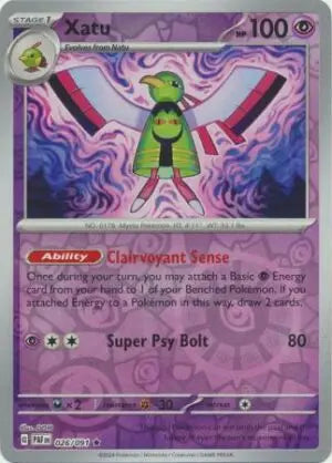 026 Xatu - Reverse Holo Rare, Paldean Fates, reverse, 6.00 kr, Pokesingles. Kjøp pokemon kort til lave priser hos oss.