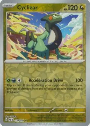 070 Cyclizar - Reverse Holo Rare, Paldean Fates, reverse, 5.00 kr, Pokesingles. Kjøp pokemon kort til lave priser hos oss.