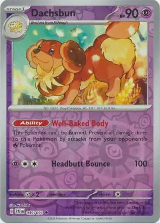 039 Dachsbun - Reverse Holo, Paldean Fates, reverse, 4.00 kr, Pokesingles. Kjøp pokemon kort til lave priser hos oss.
