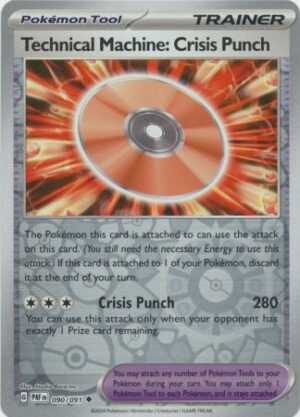 090 Technical Machine: Crisis Punch - Reverse Holo, Paldean Fates, reverse,trainer, 5.00 kr, Pokesingles. Kjøp pokemon kort til lave priser hos oss.