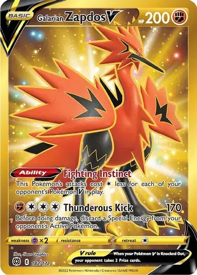 Galarian Zapdos V 182, Brilliant Stars | Sword & Shield, v, 0.00 kr, Pokesingles. Kjøp pokemon kort til lave priser hos oss.