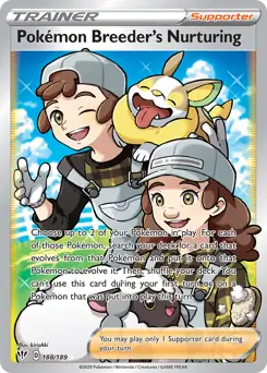 Full Art Pokemon Breeder's Nurturing 188, Darkness Ablaze | Sword & Shield, , 3.00 kr, Pokesingles. Kjøp pokemon kort til lave priser hos oss.