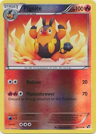 Pignite Reverse Holo 18 - Black and White Base Pokesingles