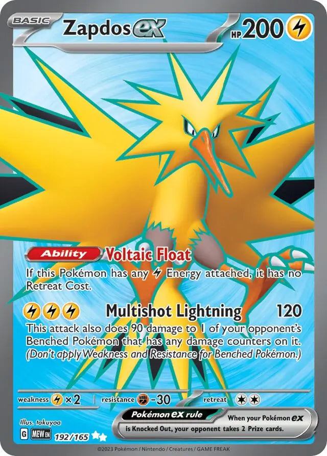 192 Zapdos ex, 151 | Scarlet & Violet, , 100.00 kr, Pokesingles. Kjøp pokemon kort til lave priser hos oss.