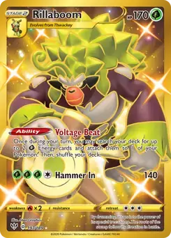 Rillaboom Secret 197, Darkness Ablaze | Sword & Shield, , 3.00 kr, Pokesingles. Kjøp pokemon kort til lave priser hos oss.