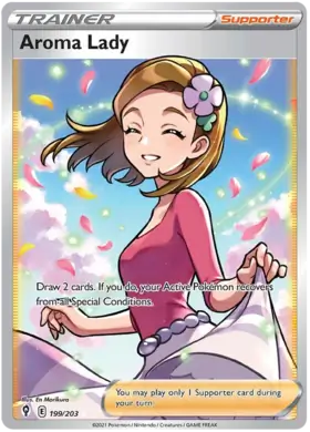 Aroma Lady 199, Evolving Skies | Sword & Shield, secret, 5.00 kr, Pokesingles. Kjøp pokemon kort til lave priser hos oss.