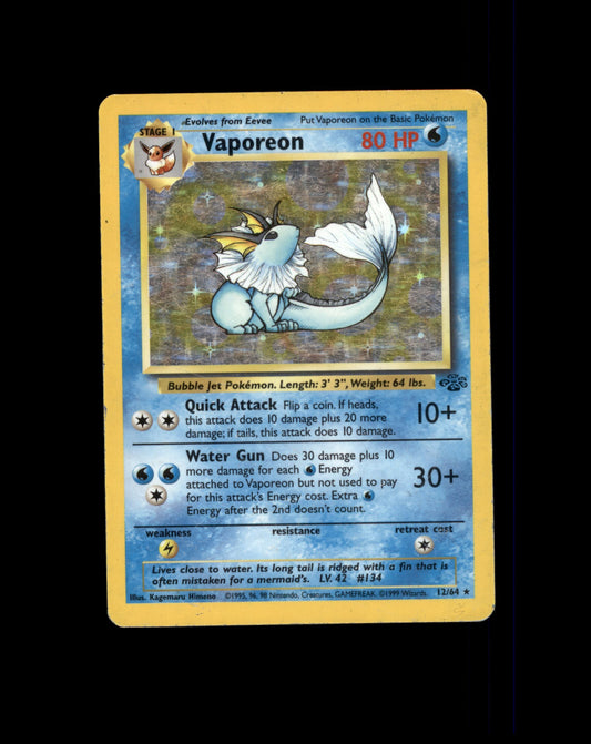 *SE BILDE FOR TILSTAND* Vaporeon Holo #12 Pokemon Jungle Pokesingles