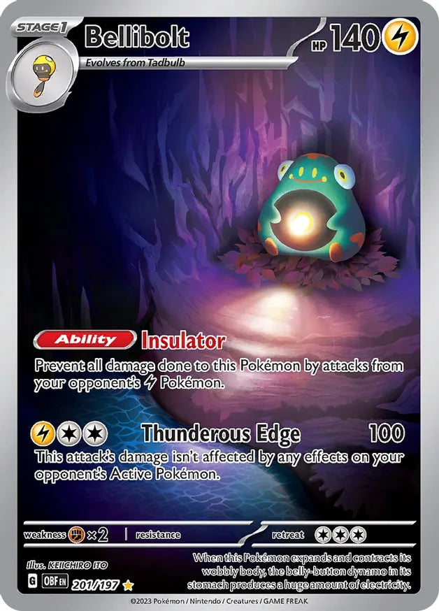 Bellibolt 201, Obsidian Flames | Scarlet & Violet, secret, 5.00 kr, Pokesingles. Kjøp pokemon kort til lave priser hos oss.