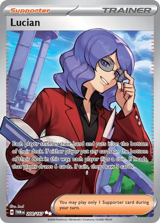 Lucian 208, Twilight Masquerade | Scarlet & Violet, secret, 5.00 kr, Pokesingles. Kjøp pokemon kort til lave priser hos oss.