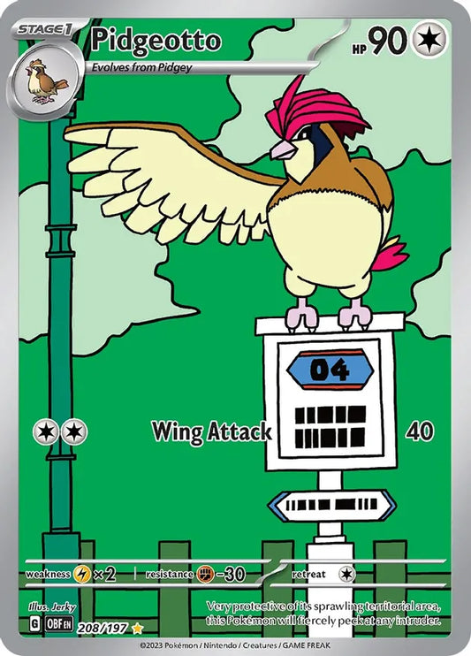 Pidgeotto 208, Obsidian Flames | Scarlet & Violet, secret, 5.00 kr, Pokesingles. Kjøp pokemon kort til lave priser hos oss.