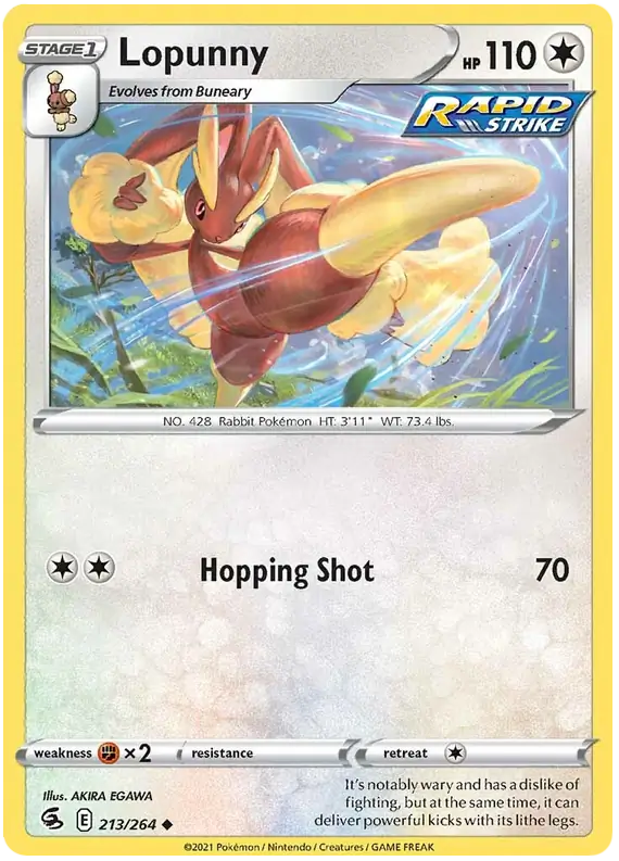 Lopunny 213, Fusion Strike | Sword & Shield, , 0.00 kr, Pokesingles. Kjøp pokemon kort til lave priser hos oss.