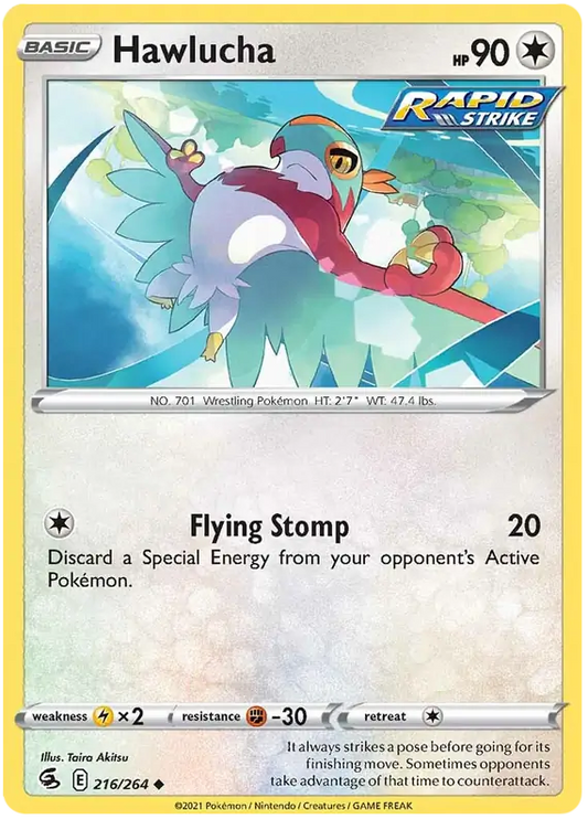 Hawlucha 216, Fusion Strike | Sword & Shield, , 0.00 kr, Pokesingles. Kjøp pokemon kort til lave priser hos oss.