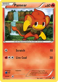 Pansear 21 - Black and White Base Pokesingles