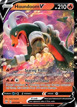 Houndoom V 021, Darkness Ablaze | Sword & Shield, , 5.00 kr, Pokesingles. Kjøp pokemon kort til lave priser hos oss.