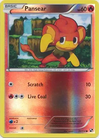 Pansear Reverse Holo 21 - Black and White Base Pokesingles