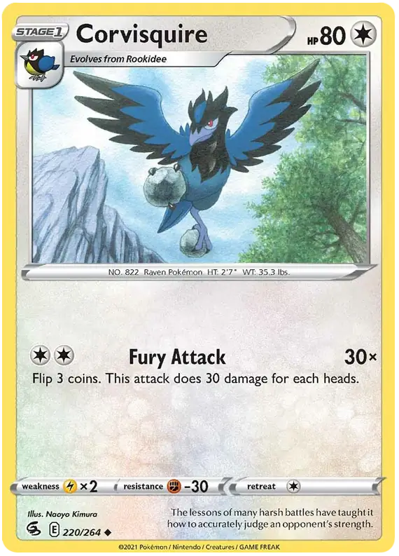 Corvisquire 220, Fusion Strike | Sword & Shield, , 0.00 kr, Pokesingles. Kjøp pokemon kort til lave priser hos oss.