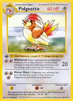 Pidgeotto 22 - Base Set 1st Edition Pokesingles