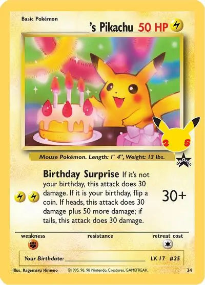 Birthday Pikachu 24, Celebrations | Sword & Shield, , 65.00 kr, Pokesingles. Kjøp pokemon kort til lave priser hos oss.
