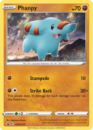 Phanpy - SWSH117, Sword & Shield Promos | Sword & Shield, promo, 2.04 kr, Pokesingles. Kjøp pokemon kort til lave priser hos oss.
