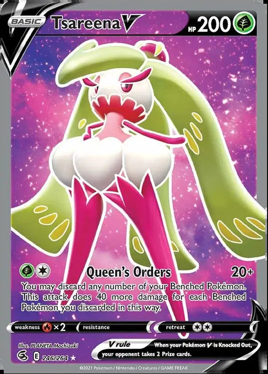 Tsareena V Full Art 246, Fusion Strike | Sword & Shield, , 0.00 kr, Pokesingles. Kjøp pokemon kort til lave priser hos oss.