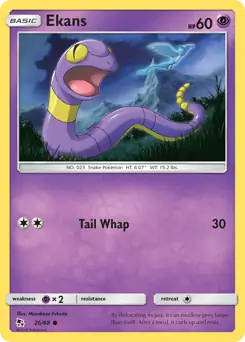 Ekans 26, Hidden Fates | Sun & Moon, reverse, 10.00 kr, Pokesingles. Kjøp pokemon kort til lave priser hos oss.