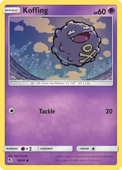 Koffing 28, Hidden Fates | Sun & Moon, reverse, 12.00 kr, Pokesingles. Kjøp pokemon kort til lave priser hos oss.