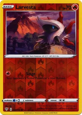 Larvesta Reverse Holo 029, Darkness Ablaze | Sword & Shield, , 5.00 kr, Pokesingles. Kjøp pokemon kort til lave priser hos oss.