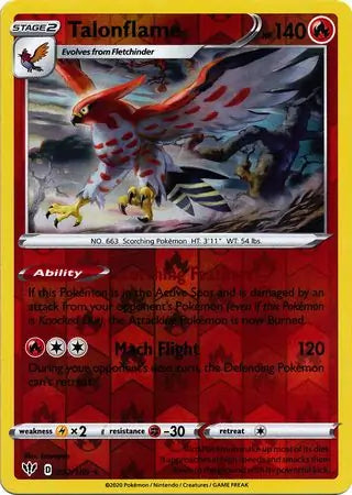 Talonflame Reverse Holo 032, Darkness Ablaze | Sword & Shield, , 3.00 kr, Pokesingles. Kjøp pokemon kort til lave priser hos oss.