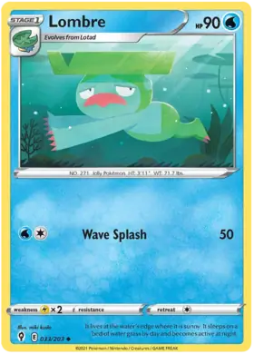 Lombre 033, Evolving Skies | Sword & Shield, , 5.00 kr, Pokesingles. Kjøp pokemon kort til lave priser hos oss.