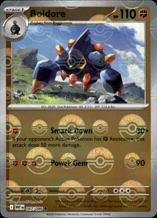 Boldore Poke ball Holo 047 - White Flare Pokesingles