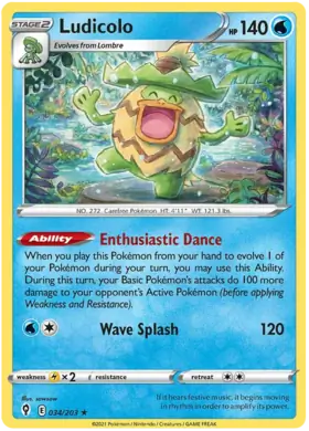 Ludicolo Holo Rare 034, Evolving Skies | Sword & Shield, , 5.00 kr, Pokesingles. Kjøp pokemon kort til lave priser hos oss.