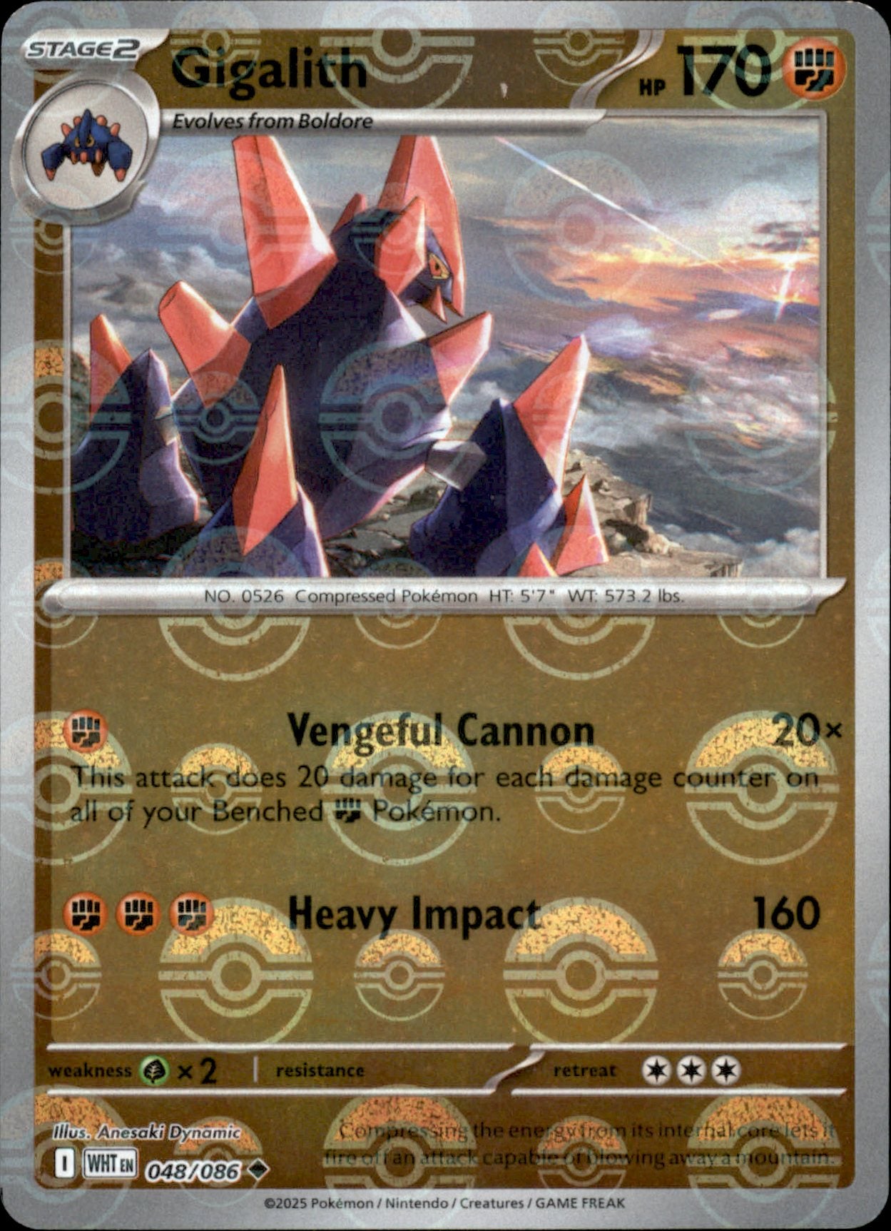 Gigalith Poke ball Holo 048 - White Flare Pokesingles