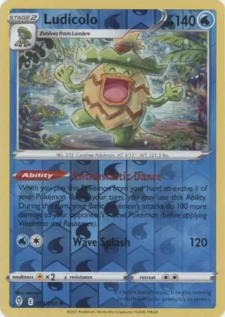 Ludicolo Reverse Holo 034, Evolving Skies | Sword & Shield, , 5.00 kr, Pokesingles. Kjøp pokemon kort til lave priser hos oss.