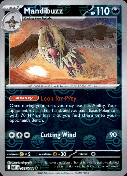 Mandibuzz Poke ball Holo 064 - White Flare Pokesingles
