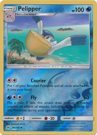 Pelipper Reverse Holo 38 - Sun & Moon Base Pokesingles
