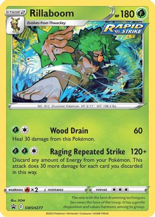Rillaboom - SWSH277, Sword & Shield Promos | Sword & Shield, promo, 3.00 kr, Pokesingles. Kjøp pokemon kort til lave priser hos oss.
