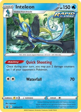 Inteleon - SWSH279, Sword & Shield Promos | Sword & Shield, promo, 2.88 kr, Pokesingles. Kjøp pokemon kort til lave priser hos oss.