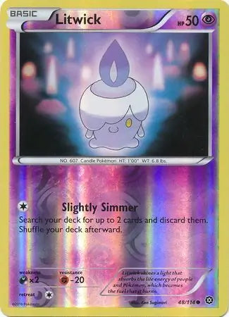 Litwick Reverse Holo 48 - Steam Siege, Steam Siege | XY, reverse, 5.00 kr, Pokesingles. Kjøp pokemon kort til lave priser hos oss.