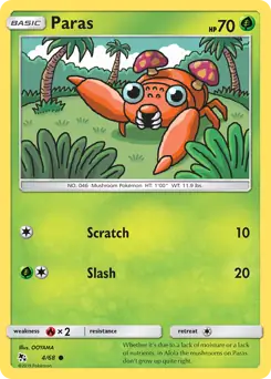 Paras 4, Hidden Fates | Sun & Moon, reverse, 5.00 kr, Pokesingles. Kjøp pokemon kort til lave priser hos oss.