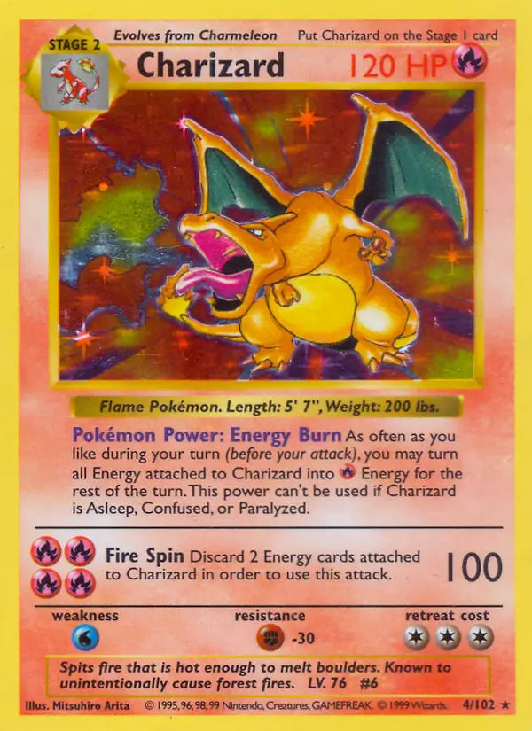 Charizard Holo 4 - Base Set Shadowless Pokesingles