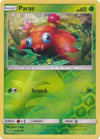 Paras Reverse Holo 4 - Sun & Moon Base Pokesingles