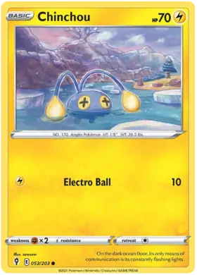 Chinchou 052, Evolving Skies | Sword & Shield, , 5.00 kr, Pokesingles. Kjøp pokemon kort til lave priser hos oss.