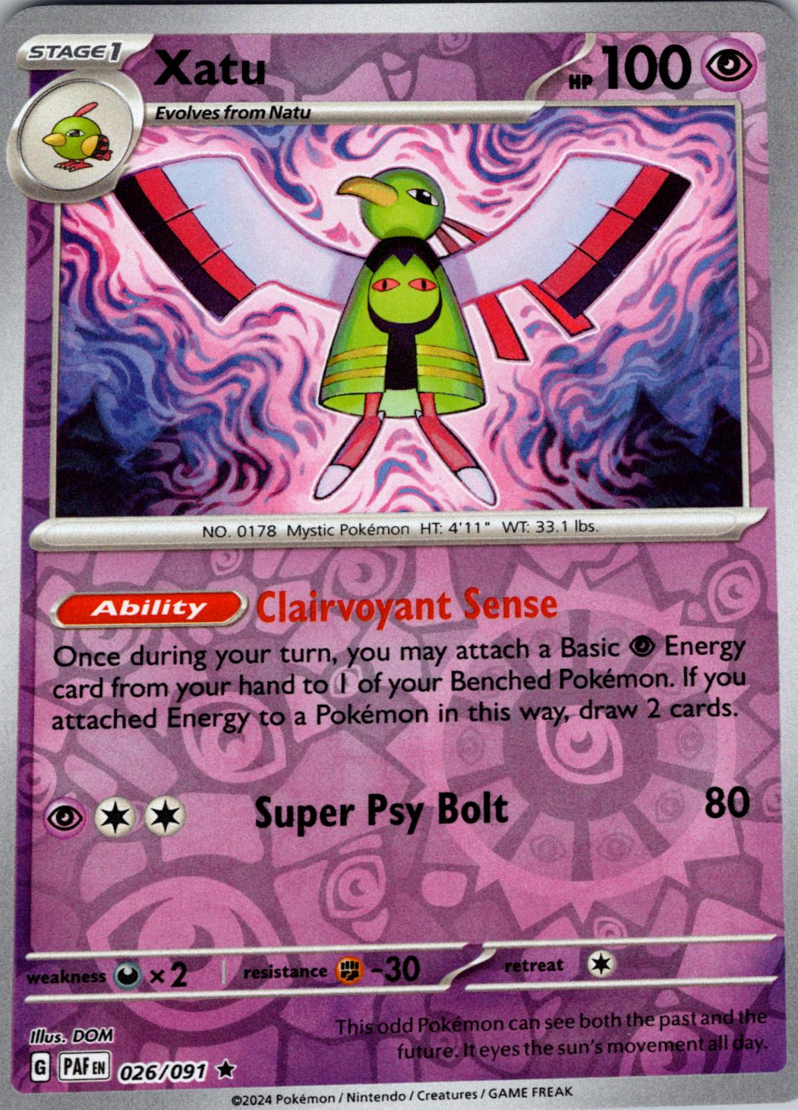 Xatu 026 - SV: Paldean Fates - Reverse Holofoil