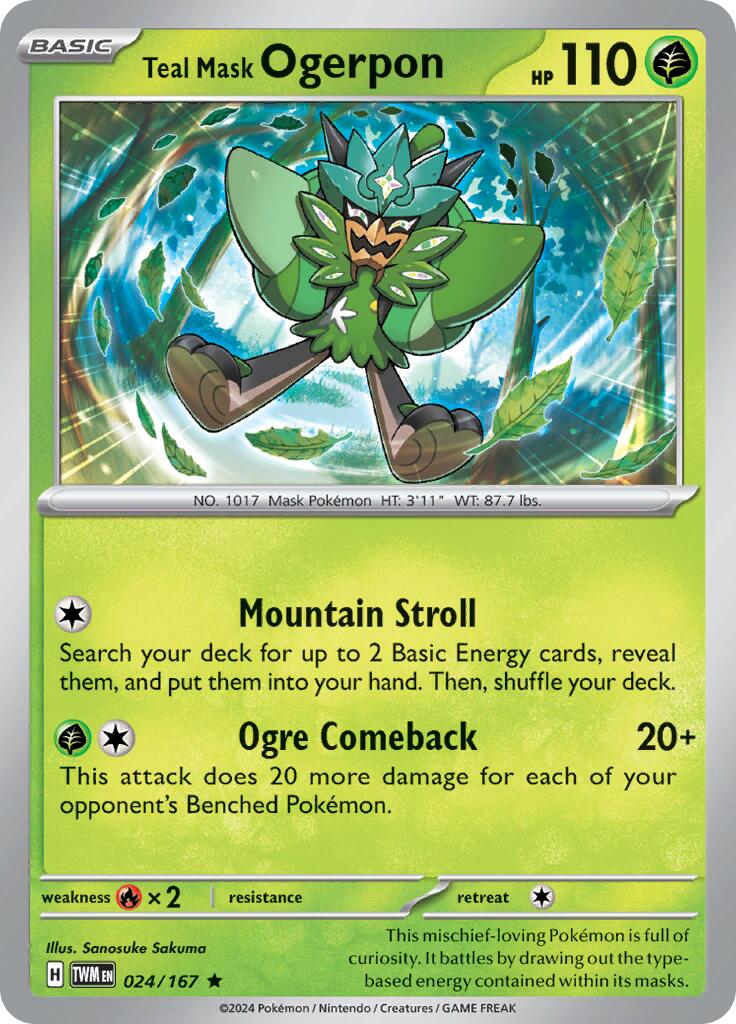 Teal Mask Ogerpon 024 - SV06: Twilight Masquerade - Holofoil