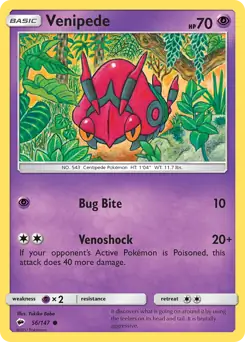 Venipede 56 - Burning Shadows Pokesingles