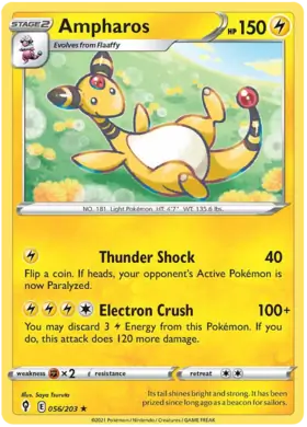 Ampharos 056, Evolving Skies | Sword & Shield, , 5.00 kr, Pokesingles. Kjøp pokemon kort til lave priser hos oss.