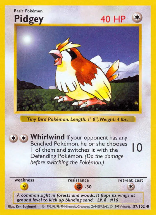Pidgey 57 - Base Set Shadowless Pokesingles