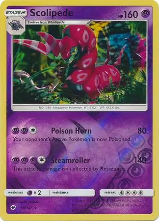 Scolipede Reverse Holo 58 - Burning Shadows Pokesingles