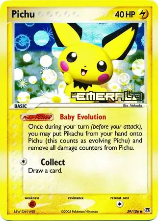 Pichu Reverse Holo 59 - Emerald Pokesingles